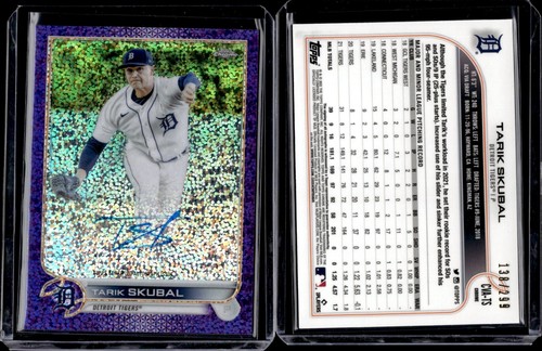 2022 Topps Chrome Baseball Purple Speckle AUTO Tarik Skubal /299