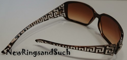 Women's Rectangle Brown and Clear Framed Sunglasses 311 - Picture 3 of 3