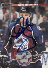 96/97 Donruss Curtis Leschyshyn Auto Signatures #48 ( in person )