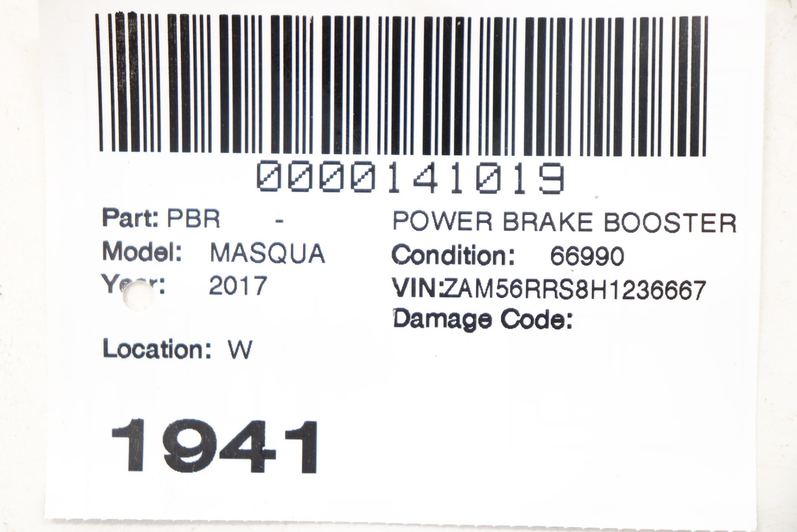 2014 - 2024 MASERATI QUATTROPORTE BRAKE BOOSTER W/ MASTER CYLINDER OEM 670006653