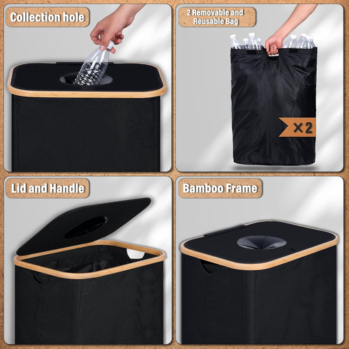 Recycling Bin for Kitchen 26 Gallon, 100L Recycle Bin with 2 Removeable and Reus - 第 4/12 張圖片