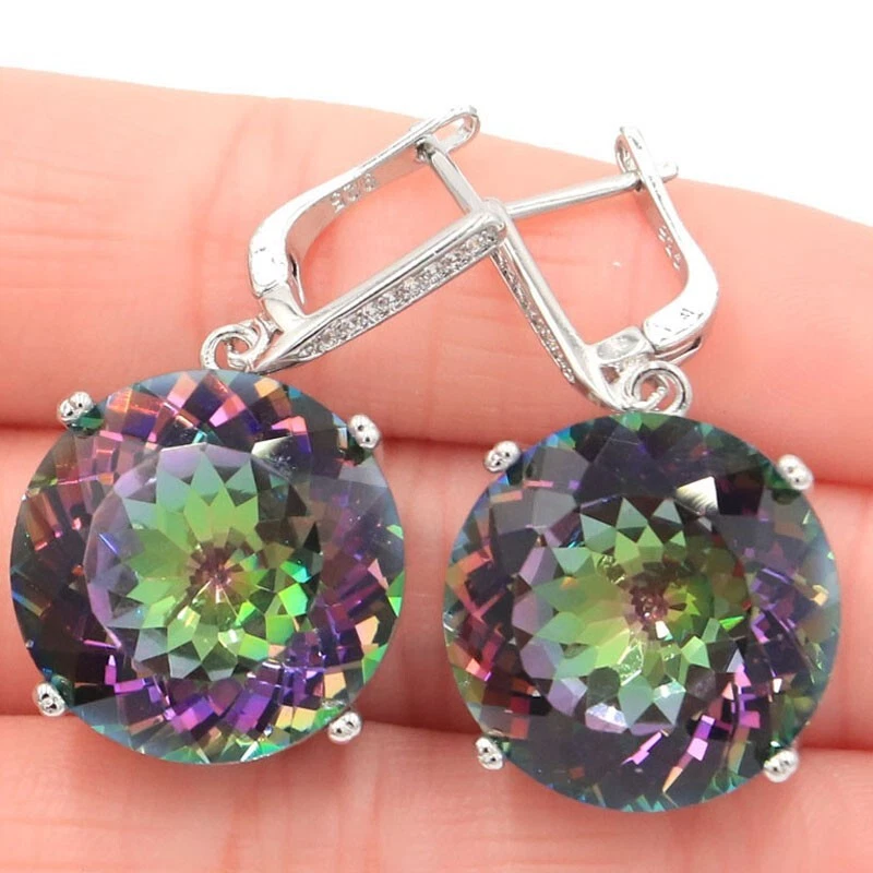 Compra 4 y obtén 1 gratis grandes gemas 16 g topacio místico topacio alejandrita pendientes de plata Foto 3 de 4