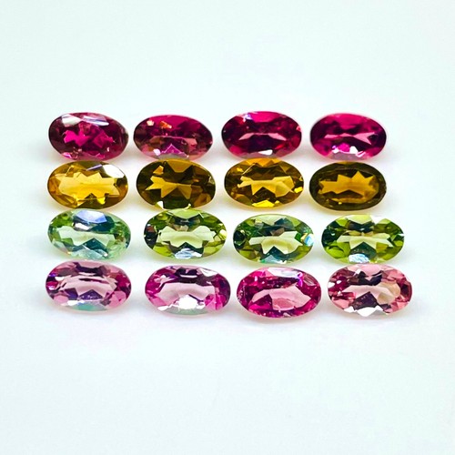 VVS 24 Pcs Natural Multi Tourmaline 5x3mm Oval Cut Loose Untreated Gemstones Lot - Picture 3 of 9
