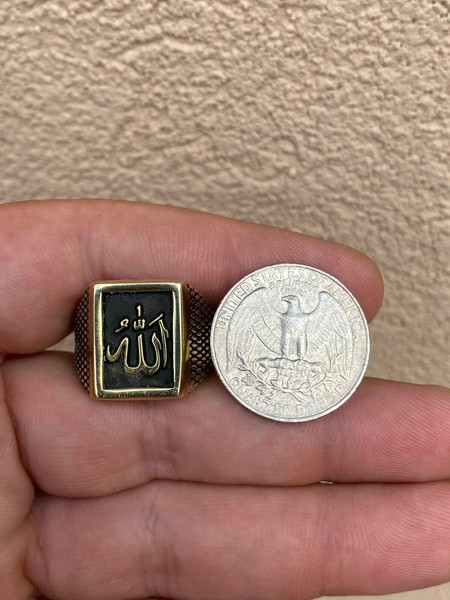 Alternate view of Mens 14k Gold Plated Solid 925 Sterling Silver Islamic Allah Muslim Arabic Ring