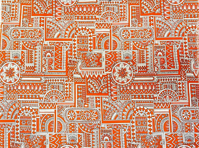 Vintage 1960's Mod Groovy Orange Retro Fabric 30" long x 44" wide Unused