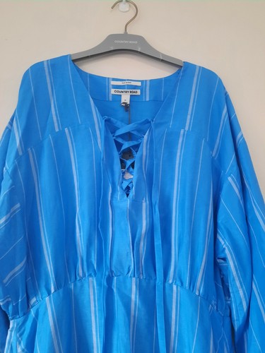 Country Road Silk Blend Lace Up Mini Dress - Blue, Size 14, L BNWT , RRP $199 - Picture 10 of 10