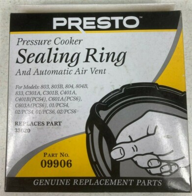 Presto Sealing Ring/Automatic Air Vent for 4 & 6 Quart Pressure Cookers. #09906