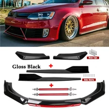 Front Bumper Lip Spoiler Splitter Rear Lip Side Skirt For VW Jetta MK6 MK7
