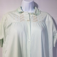 Philmaid Nightgown mint green Nylon Button Up Robe Lingerie Gown Large 32/34 Vtg