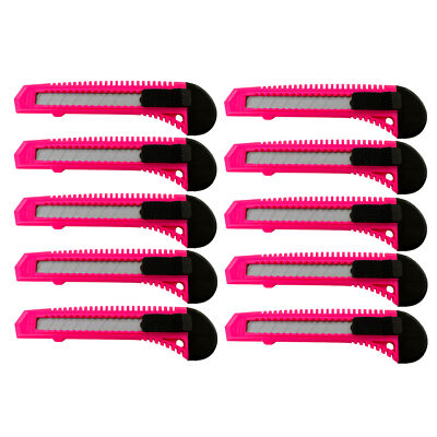 10x Bulk Utility Knife Box Cutters Snap Off Blade Neon Pink