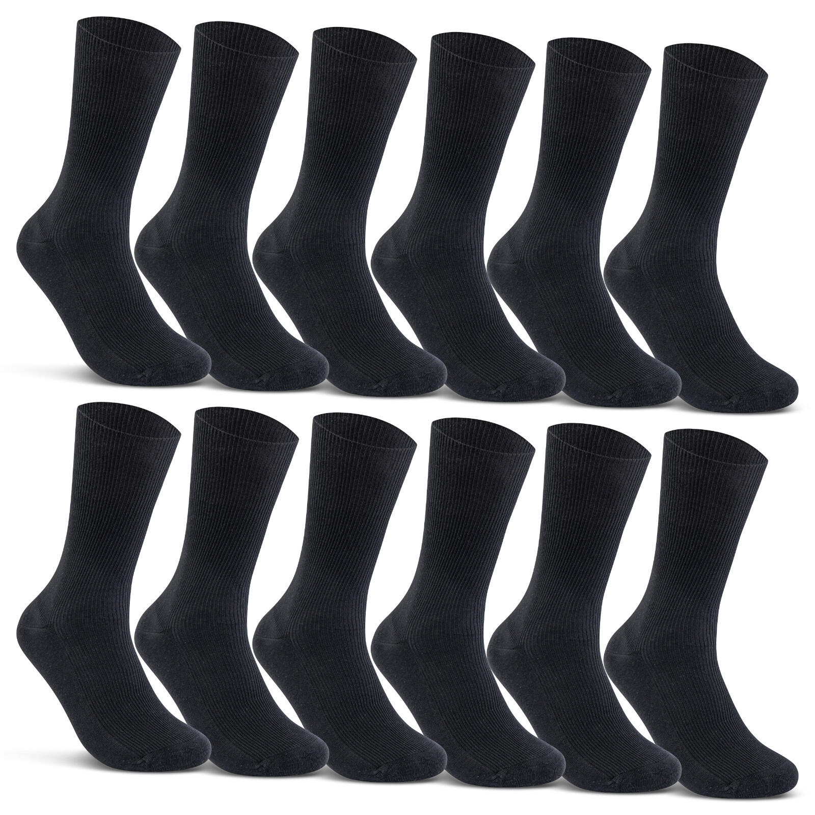 4 | 8 | 12 Paar Diabetiker Socken ohne Gummi 100% Baumwolle Damen Herren Schwarz