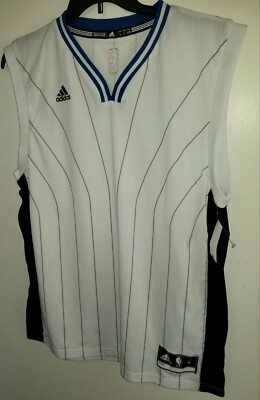 Adidas Men's Jersey NBA New Size L White w-Blue Sport Basketball Workout 
