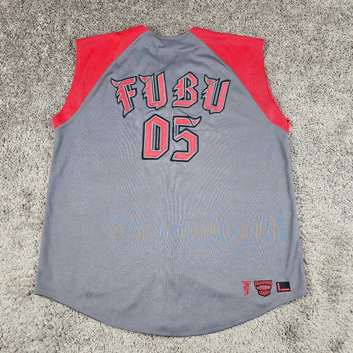 トップス FUBU Baseball Shirt XXL Fubu Shirt Mens 2XL XXL Gray Red Baseball Jersey Sports