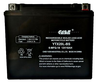 YTX20L-BS Motorcycle Battery for HARLEY-DAVIDSON XL, XLH (Sportster) 1997 - 2003