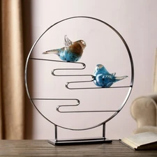 Unique And Classy Art Glass Bird Pair Centerpiece For Desk Decor