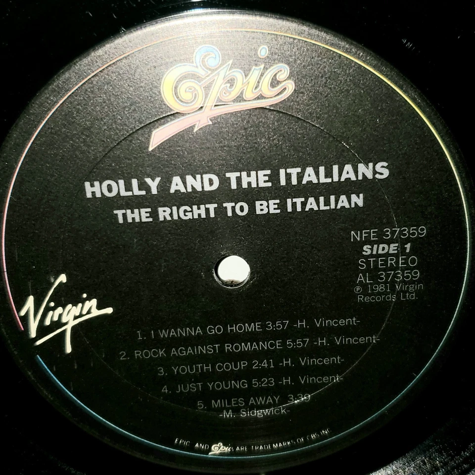 HOLLY AND THE ITALIANS Right to be Italian LP VG+ 1981 Epic NFE37359 Vinyl - Image 3 of 4