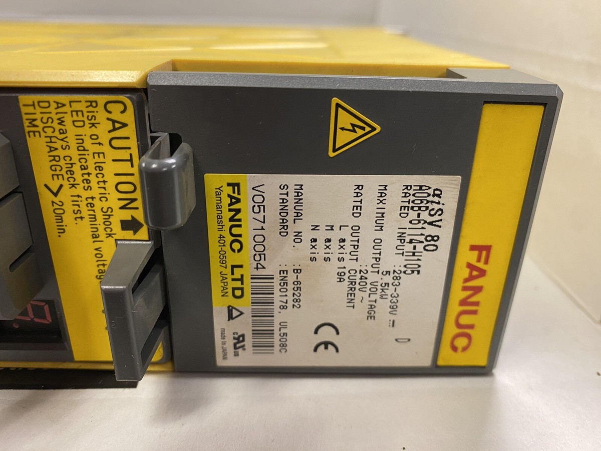 Fanuc A06B-6114-H105 Servo Amplifier 283-339VDC 5.5kW Single Fanuc A06B-6114-H105 Servo Amplifier 283-339VDC 5.5kW Single