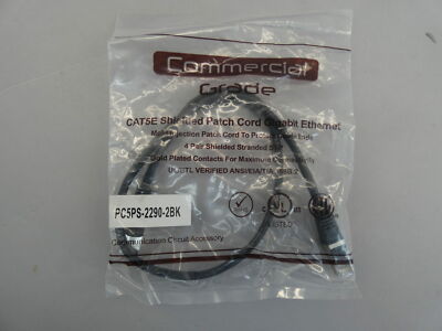 Primus PC5PS-2290-2BK CAT5E Shielded Patch Cord Gigabit Ethernet - NEW Surplus!