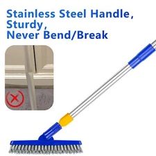 2 Pack Grout Brush With Long Handle 56.5'' Swivel Grout Cleaning Brushvshape Gro