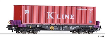 TILLIG 76775 Carro Flachwagen Sgmmns 4505 Der Err Mit Container K Line
