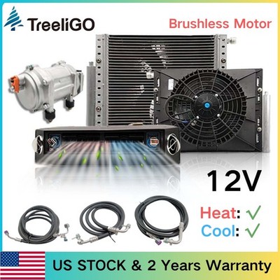 12V Air Conditioner Underdash Car Electric AC System Brushless Motor Cool & Heat