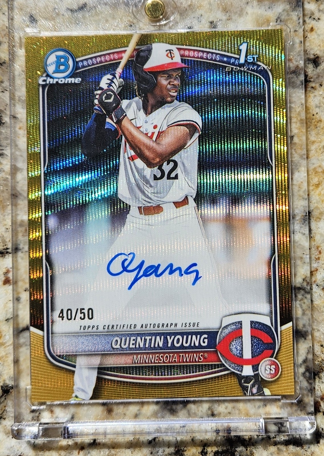 Quentin Young 1st Bowman Gold Wave On-Card Auto /50🖋 2025 Bowman Chrome #CPA-QY