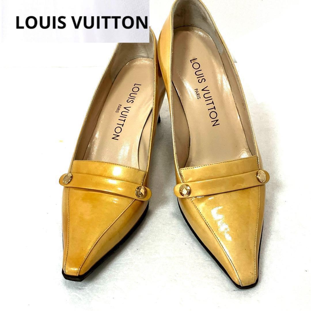 LOUIS VUITTON Pumps Heel Leather Yellow EU34.5/US4.5 120391c thumbnail 11