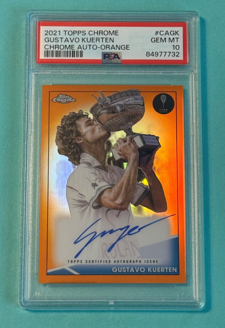 2021 Topps Chrome Tennis Gustavo Kuerten Autograph Orange #CAGK PSA 10 GEM MINT