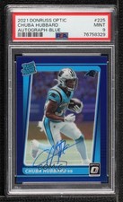 2021 Panini Donruss Optic Blue Prizm 60/99 Chuba Hubbard PSA 9 MINT Auto 07m7