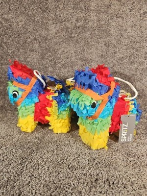 3-SPRITZ Mini Donkey empty colorful Pinata about 6'' x 6'' x3''