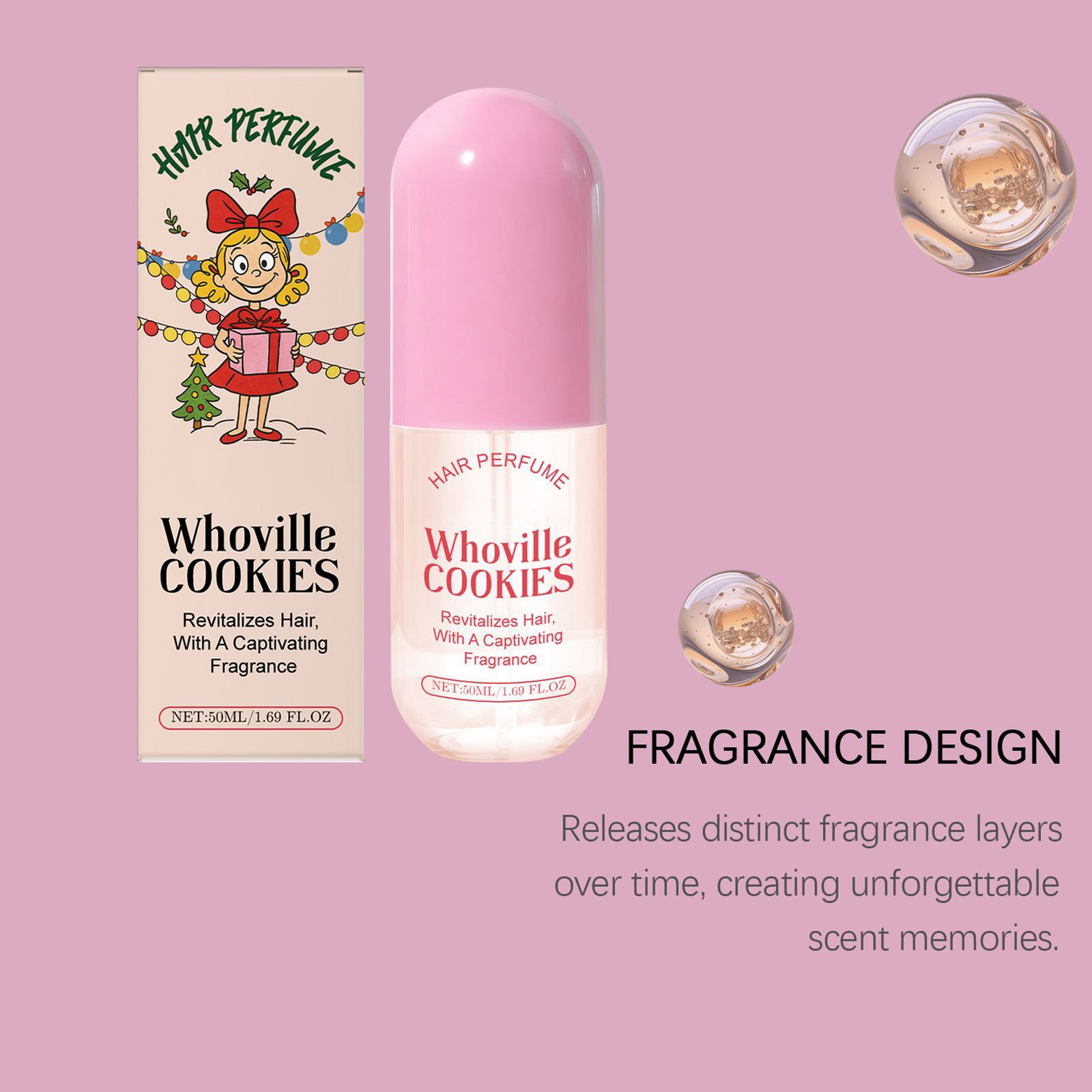 50ml Kitsch x Grinch Hair Perfume 1.7oz Whoville Cookies