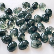 Natural Moss Agate 6x8 mm to 18x25 mm Oval Cabochon Loose Gemstone