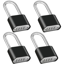 Combination Lock 4 Digit Heavy Duty Waterproof 4pcs Pack Black Combo
