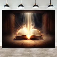 6X4Ft Bible Backdrop Holy Glowing Opened Book Photography Background Jesus Chris