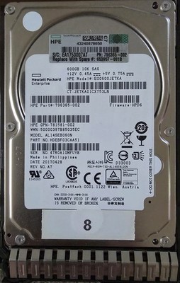 HP HPE 600GB 10K SAS 12G SFF 2.5'' HDD w/Tray EG0600JETKA 796365-002 653957-001