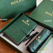 ROLEX Green Gift Set Notebook Rollerball Folding Umbrella NEW Luxury Gift Box