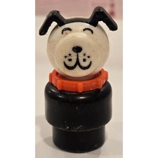 Fisher-Price Black/White Dog-Red Lines Collar-VTG 1974-1990. TOT P# hwpp