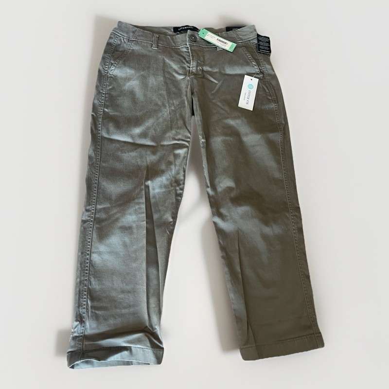 LIVERPOOL Ryland Capri Pant Olive Green Pockets Straight Leg Pants Sz 27 P NWT!