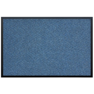 103890203 Aztec Indoor/Outdoor Vinyl Backed Commercial Mat, Ocean Blue 2' x 3'