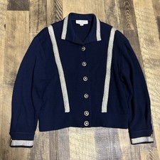 St John Evening Navy Crystal Embellished Button Jacket S