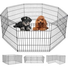 24 Inch 8 Panel Dog Playpen - Indoor Outdoor Metal Puppy Exercise Fence