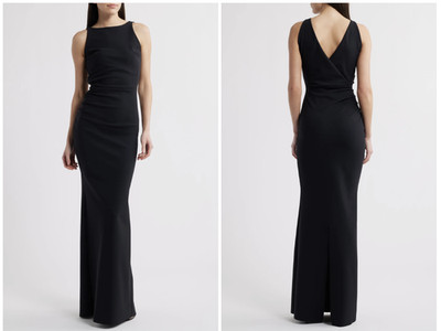 New $995 Chiara Boni La Robe Sleeveless Stretch Black Formal Maxi Dress Gown 4