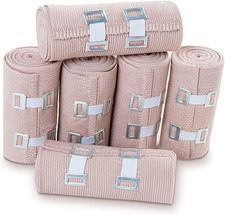 6 Rolls Elastic Bandage Wrap with 12 Extra Clips, 6 Inch X 15Ft