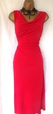 MONSOON Red Dress 16 BNWT Vintage Y2k Keyhole Back Slinky Ruched Evening Dress