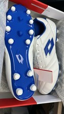 Lotto Stadio 200 III FG Soccer Cleats Size 9.5 White Blue K Leather Forefoot
