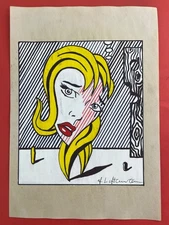 Roy Lichtenstein (Handmade) Drawing On Old Paper signed and stamped