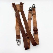 Hide Groom Brown Leather Suspenders w Adjustable Size Straps Men Wedding