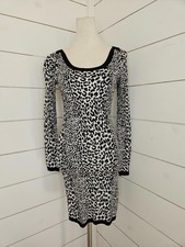 French Connection size 8 black & white sweater bodycon dress. animal print.
