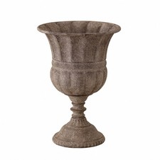 Pokalvase aus Metall strukturiert Blumenvase mit Standfu&szlig; zeitlos f&uuml;r Konsole