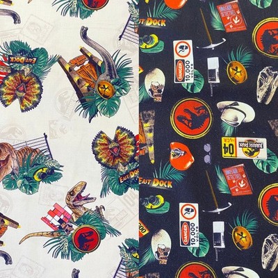 2 DESIGNS JURASSIC PARK CRAFT COTTON COMPANY 100% BAUMWOLLE